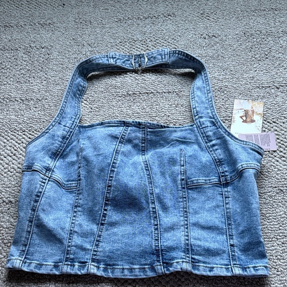 Sincerly Jules Tops - Sincerely Jules Light Blue Denim Halter